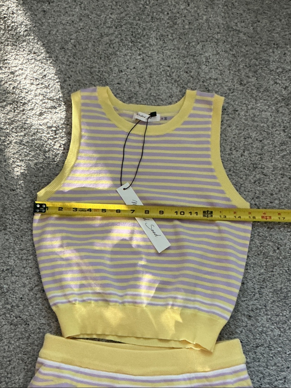 NWT Mustard Seed Knit Top + Skort Set ~ Yellow & Lavender Stripe - Picture 5 of 11